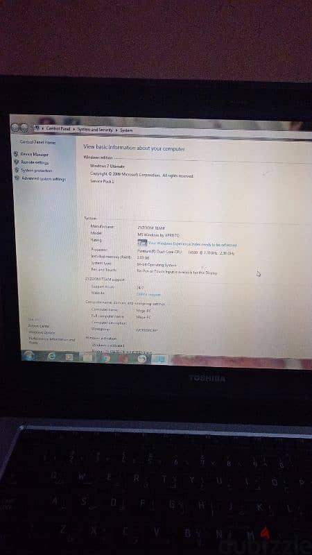 جهاز لاب توب توشيبا رام 2جيجا شاشة 15بوصه البطاريه بتشغل ربع ساعة هرد 1