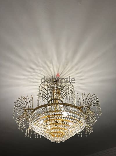 crystal asfour chandelier - gold plated -very good condition