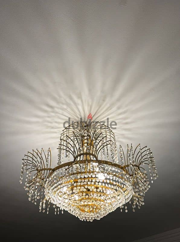 crystal asfour chandelier - gold plated -very good condition 0