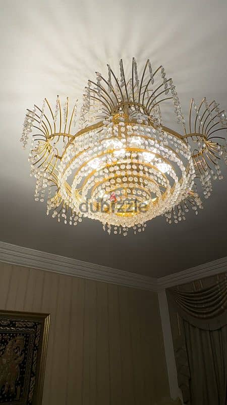 crystal asfour chandelier - gold plated -very good condition 1