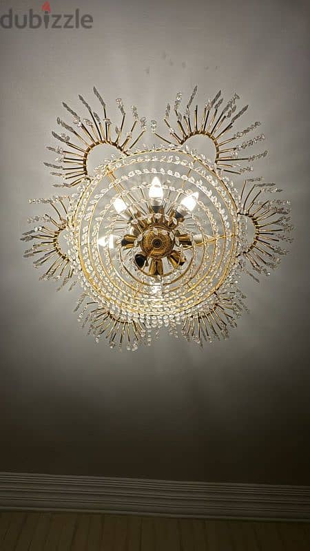 crystal asfour chandelier - gold plated -very good condition 2