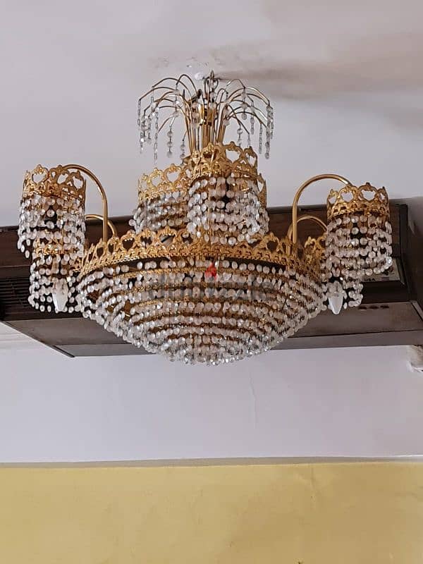 crystal asfour chandelier - gold plated -very good condition 3