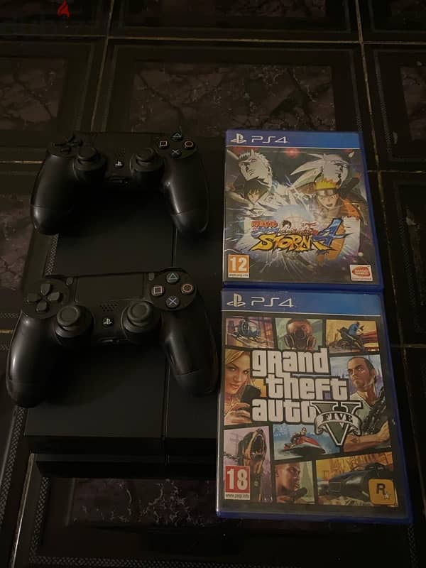 Ps4 fat 1tb + 2 controllers- software 12.02 1