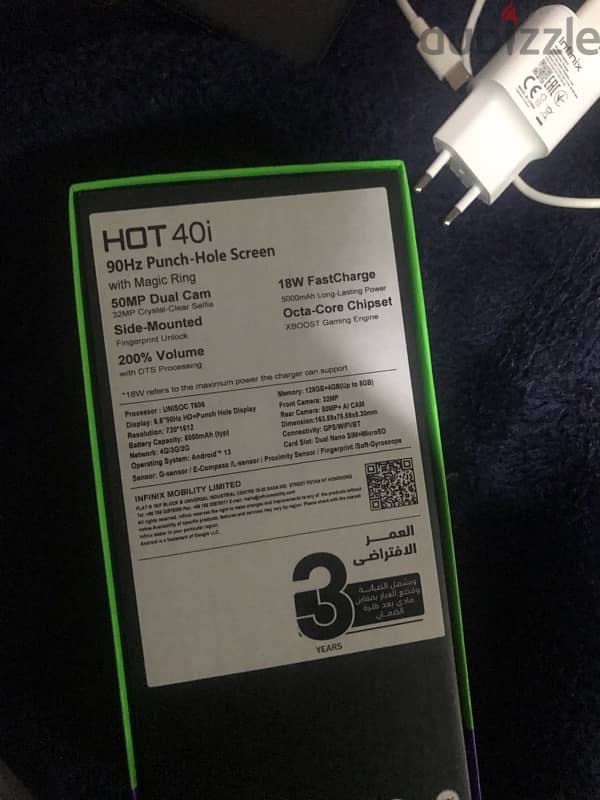 Infinix hot 40 I zero with the box and charger  انفينكس هون ٤٠ زيرو 1