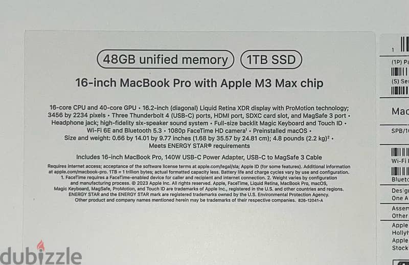 macbook pro m3 max 16 inch 48gb 1Tb new sealed space black 0