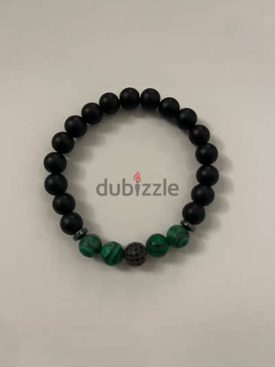 Men black beaded bracelet