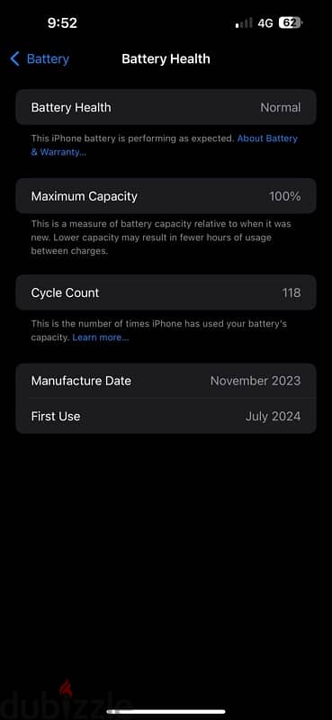 iphone 15 pro max 256gb 100% battery ايفون ١٥ برو ماكس 6