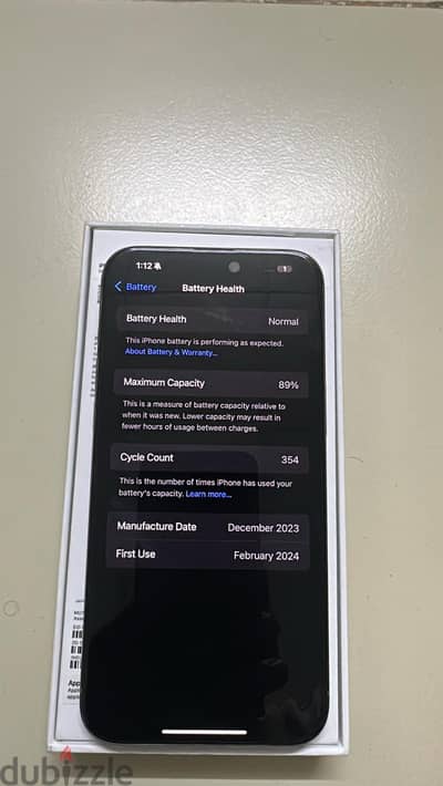 ايفون 15 بروماكس 256 بطارية 89 %