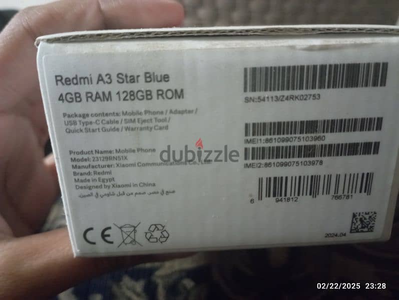 redmi a3, 128GB, 4 ram 2