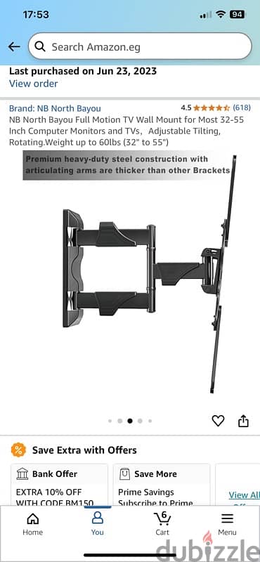 NB North Bayou Full Motion TV Wall Mount for Most 32-55  TVs,