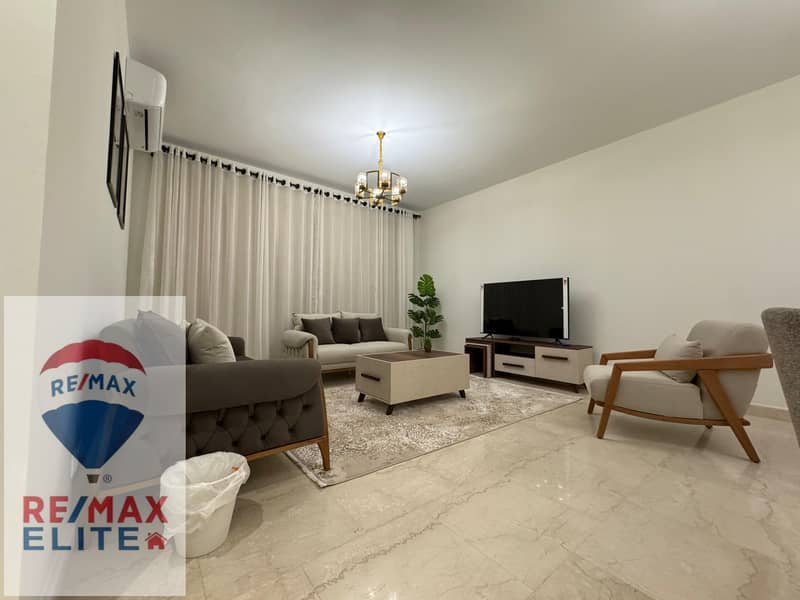 Apartment for rent fully finished and furnished, with AC's and kitchen in Mivida avenues Compound ,Fifth Settlement 140 M 0