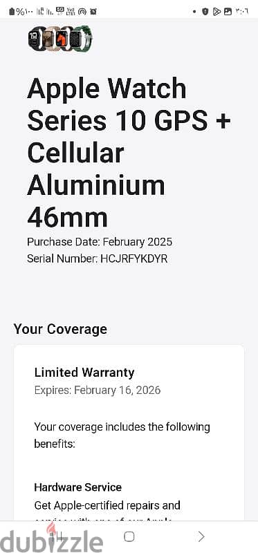 Apple watch series 10 silver 46 wifi + calluer