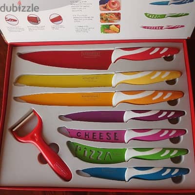 Royalty Line Switzerland 7 Pieces Non-Stick Coating Knife Set W Peeler