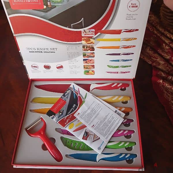 Royalty Line Switzerland 7 Pieces Non-Stick Coating Knife Set W Peeler 5