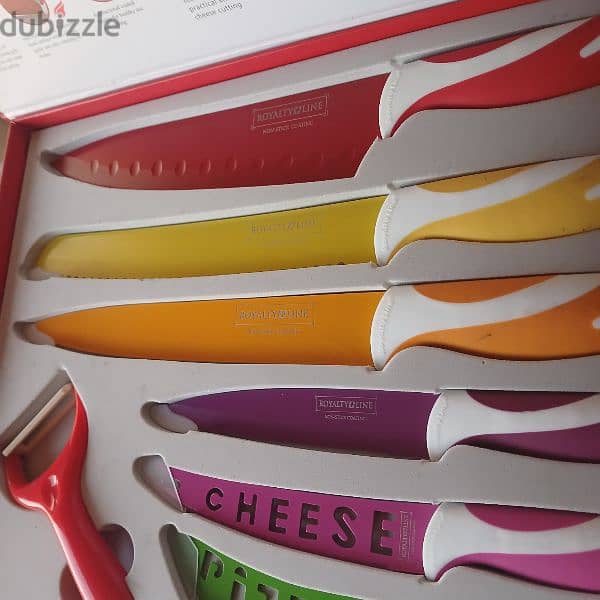 Royalty Line Switzerland 7 Pieces Non-Stick Coating Knife Set W Peeler 6