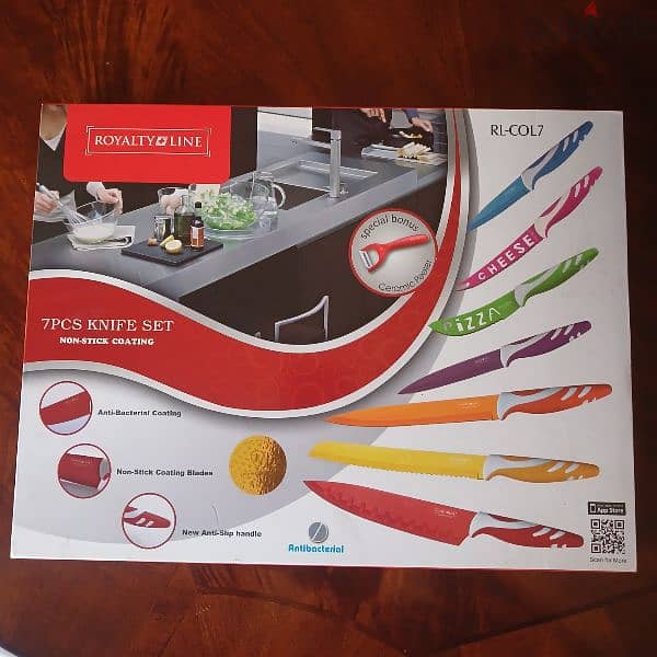 Royalty Line Switzerland 7 Pieces Non-Stick Coating Knife Set W Peeler 9