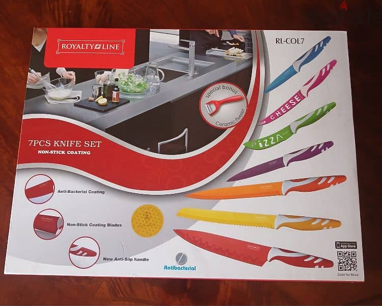 Royalty Line Switzerland 7 Pieces Non-Stick Coating Knife Set w Peeler 2