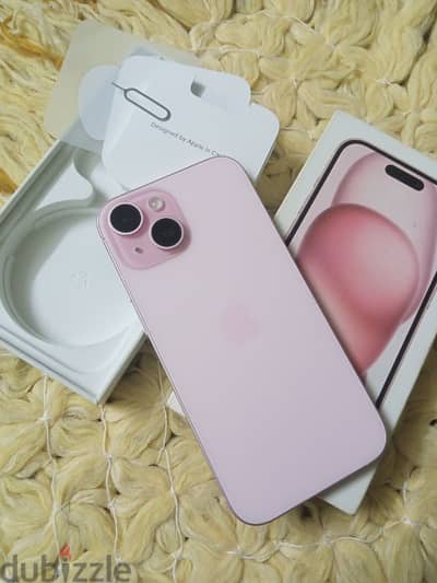 iPhone 15 pink with box 128gb بحالة ممتازة