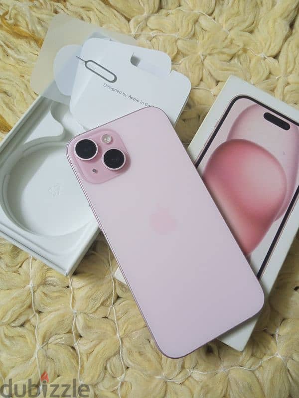 iPhone 15 ,with box 128gb بحالة ممتازة 0