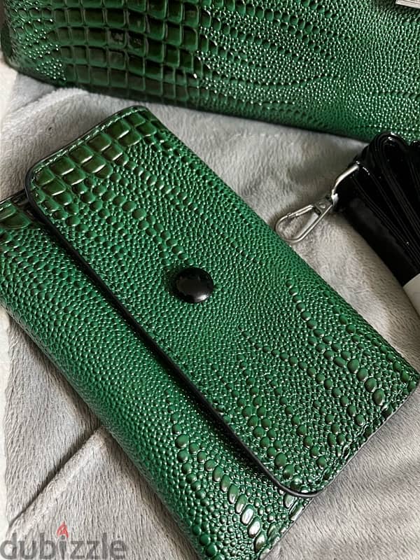 شنطة خضراء جلد تمساحwomen’s green crocodile bag 3