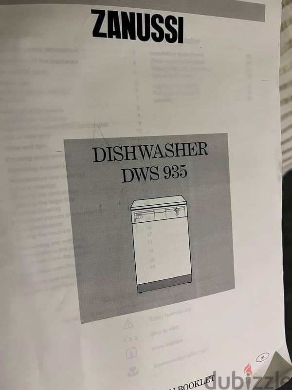 zanussi dishwasher 935 0