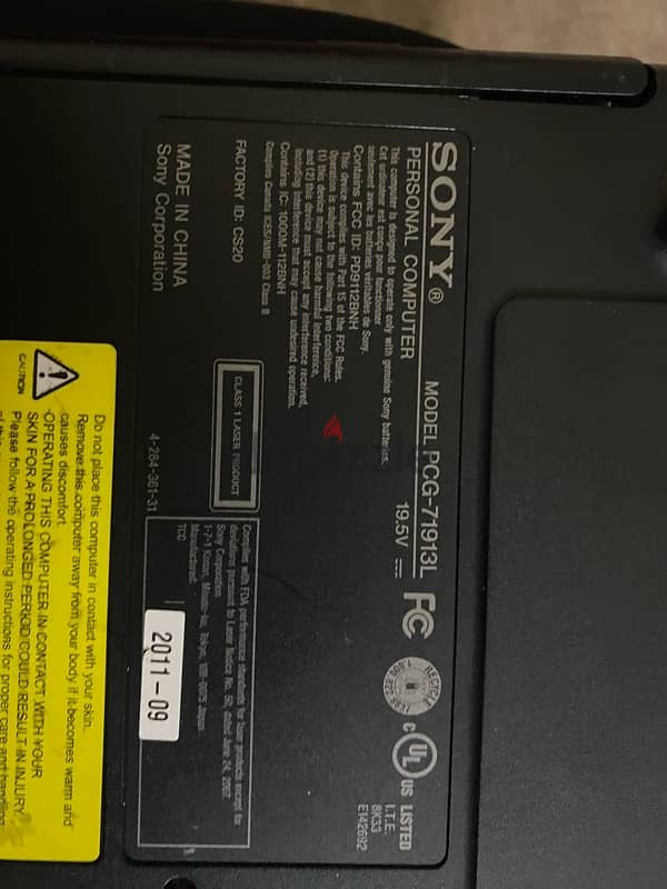 sony laptop model PCG-71913L 1