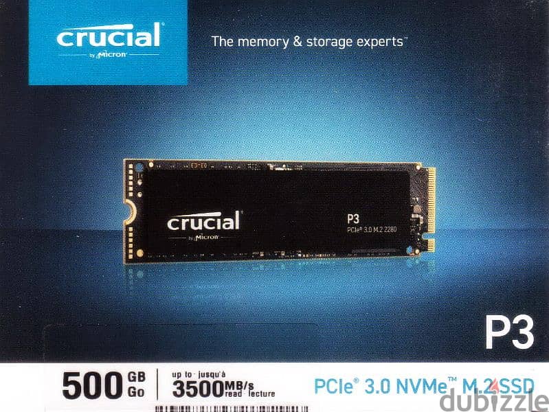 Hard Desk Crucial PCIe 3.0 NVMe M. 2 SSD 500 Giga - for Laptop and PC 0