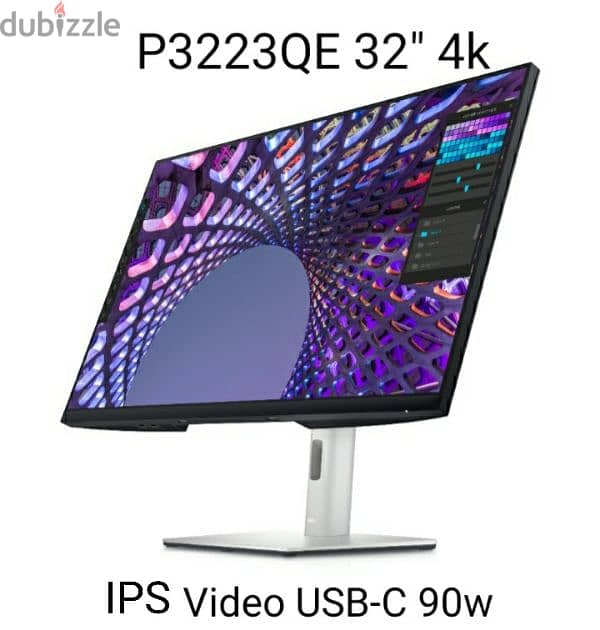 Dell P3223QE 32 inch 4k 10bit usbC 90w شاشة للجرافيك،المونتاج والبرمجة 0