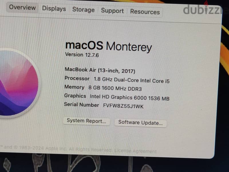 macbook air 2017core i5 macOS+ssd 128gb 9