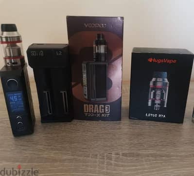 vape drag3 +liquid 100ml +شاحن بطاريات