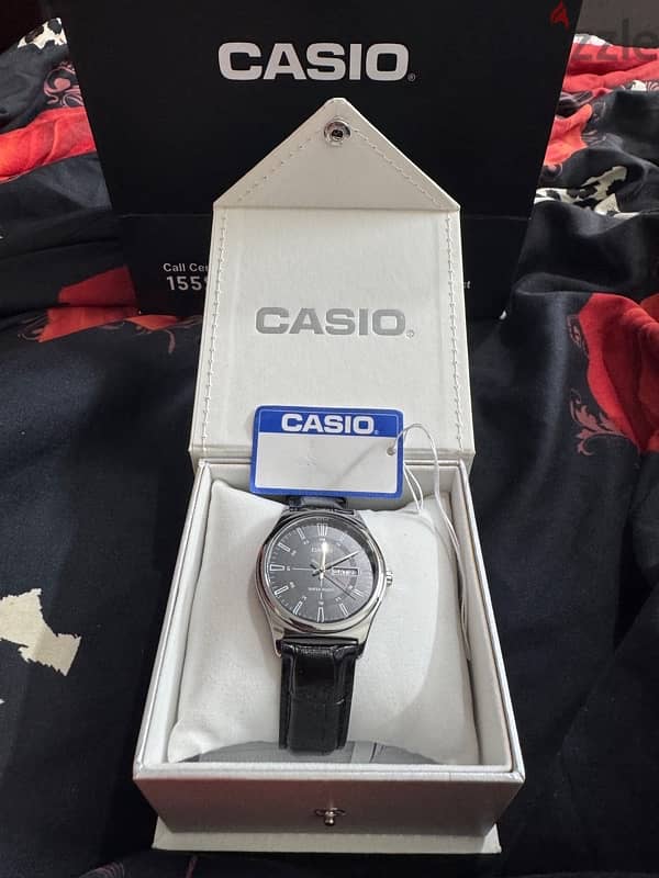 casio watch with leather strap 1