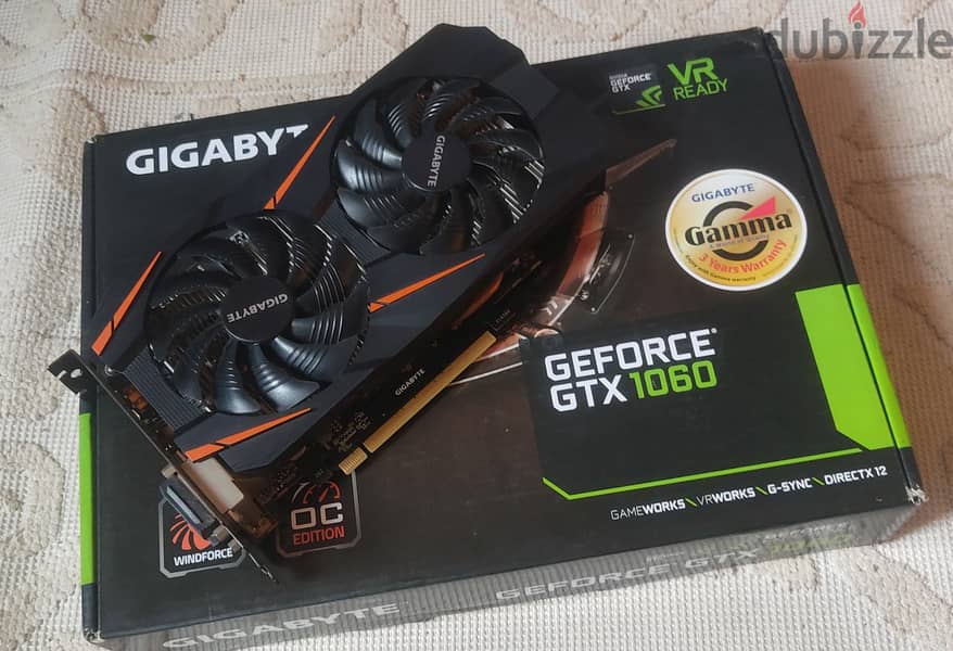 كارت شاشة  Gigabyte GTX 1060 3GB للبيع بحالة ممتازة بالعلبة والمتعلقات 0