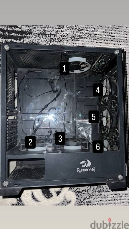 redragon glass case with 6 RGB fans 0