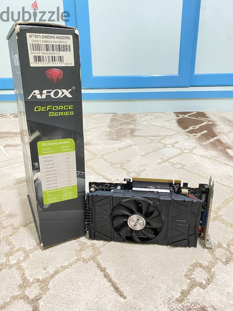 كارت شاشة بحالة ممتازة Afox GTX 750ti 2GB GDDR5 3