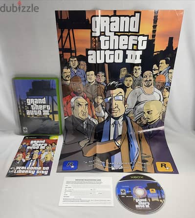 GTA III Game For Console Xbox Original Complete + Poster أسطوانة أصلية