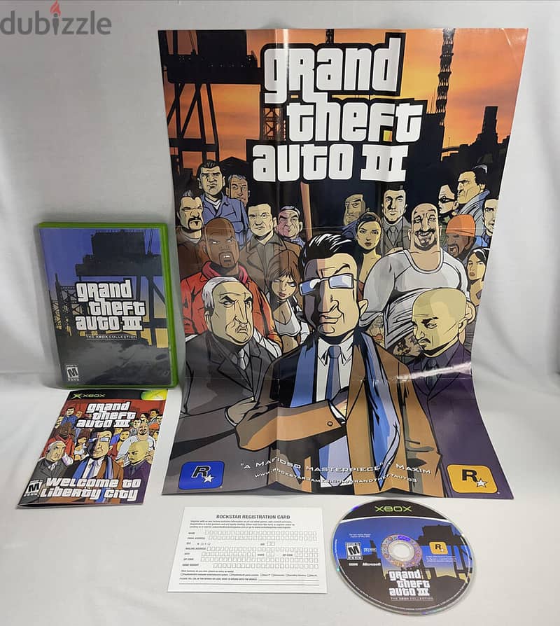 GTA III Game For Console Xbox Original Complete + Poster أسطوانة أصلية 0