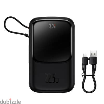 Baseus powerbank 10000mah 22.5W  built in Cable Type-C Black