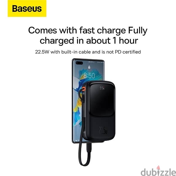 Baseus powerbank 10000mah 22.5W  built in Cable Type-C Black 6