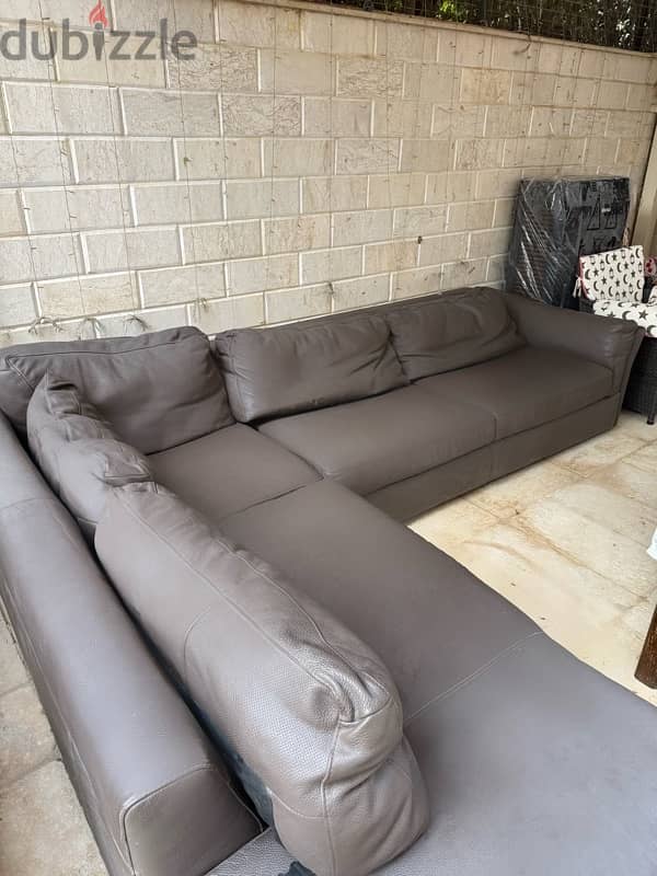 Luxury Natuzzi Genuine Leather Sofa Set 2