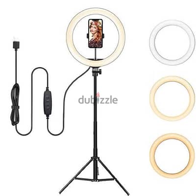 LED Ring Light Photography Lamp Set with Tripod Black