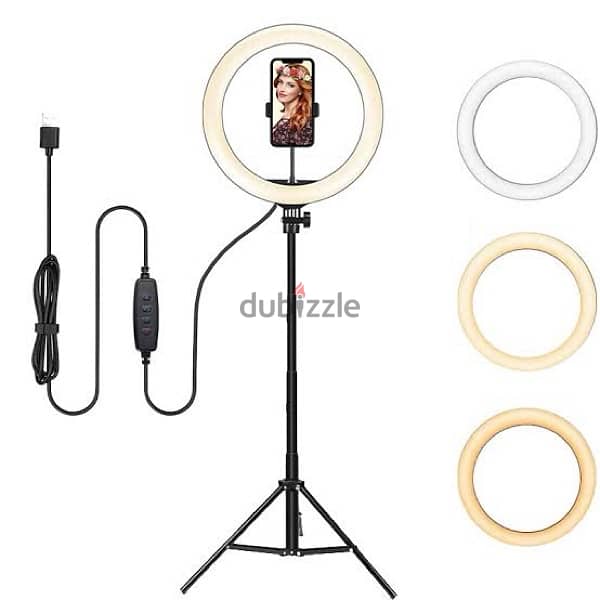 LED Ring Light Photography Lamp Set with Tripod Black 0