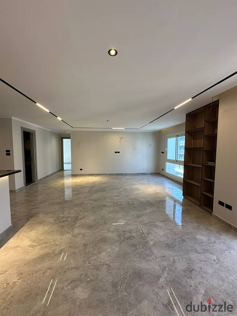 Apartment 221m for sale, fully finished and ready to move in, with a view of the swimming pool in the Amoradia Residential Compound and meals in the F 0