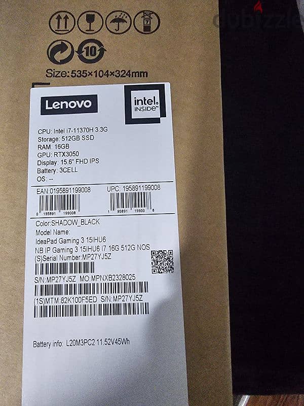 sealed Lenovo IdeaPad Gaming 3 I7 16Gb 512ssd Nivida4GB 2