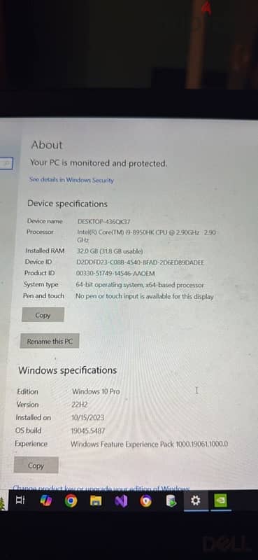 Laptop Dell 7530 core i9 gen8 7