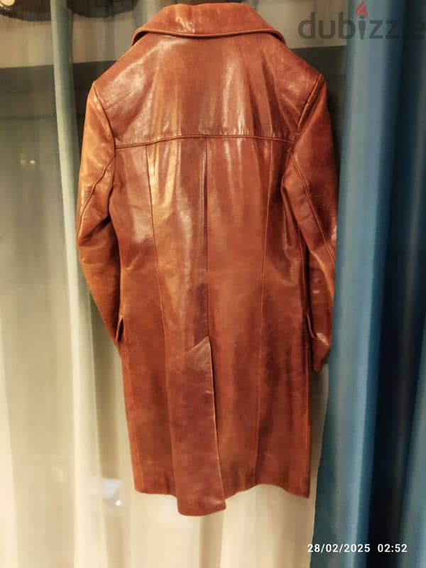 red original powerhouse leather coat بالطو جلد طبيعي اصلي احمر 1