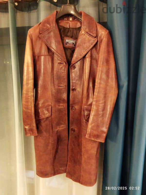 red original powerhouse leather coat بالطو جلد طبيعي اصلي احمر 2