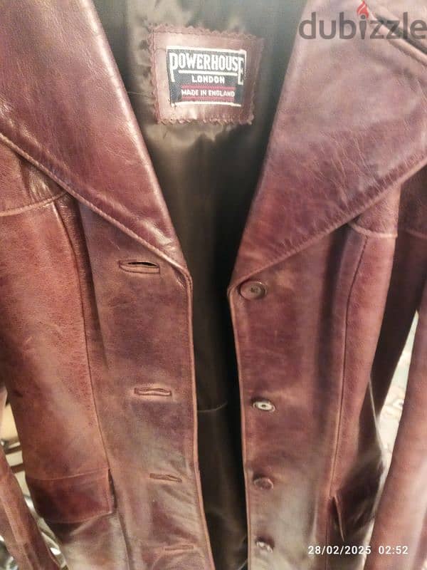 red original powerhouse leather coat بالطو جلد طبيعي اصلي احمر 5