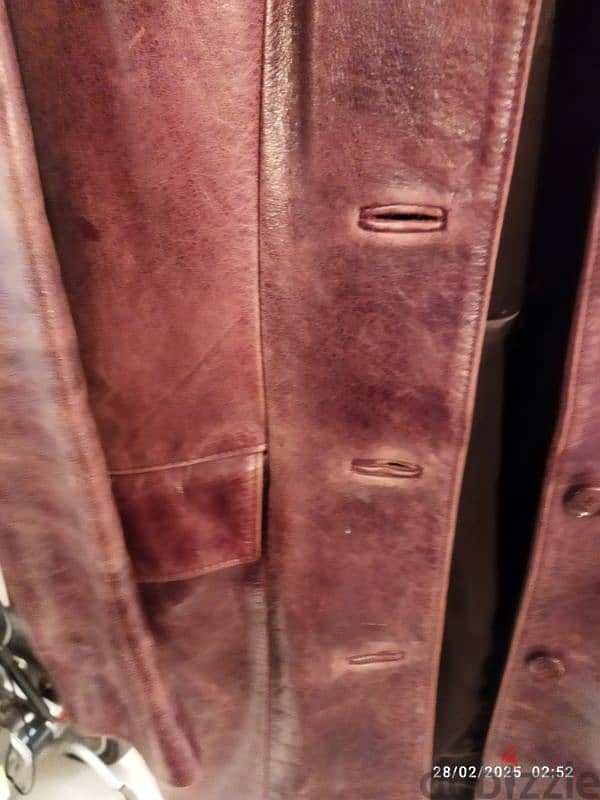 red original powerhouse leather coat بالطو جلد طبيعي اصلي احمر 6