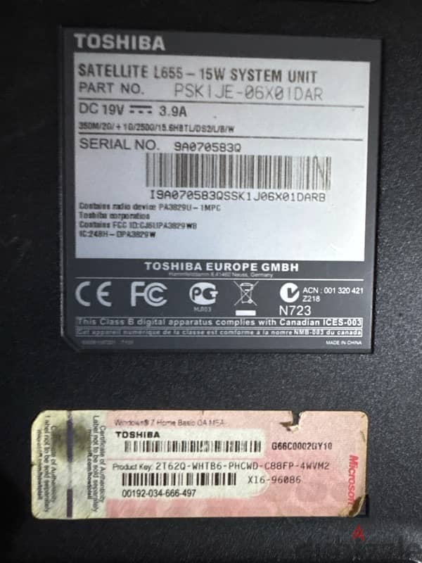 Toshiba Satellite L655-15W ‎ 0