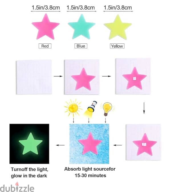اشكال بلاستيك متوهجة علي شكل نجوم ١٠٠ قطعة 4